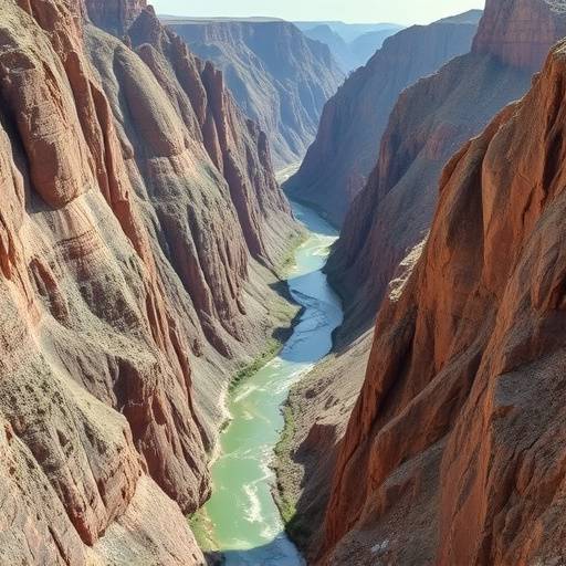 Dramatic view of Silver River Canyon, with steep rock walls and a winding river below.