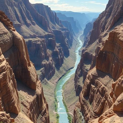 Dramatic view of Silver River Canyon, with steep rock walls and a winding river below.
